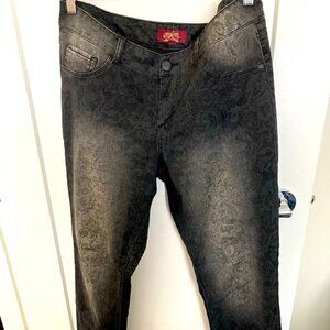 ONE 5 ONE Lace Imprint Design Jeans Tapered Leg Stretchy Sz 12